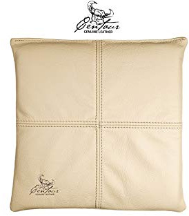 Centaur - Hochwertiges Leder Sitzkissen - Champagner Beige 35x35 cm - Ideal für Stuhl oder Sitzbank - Abwaschbare Echtleder Stuhlkissen - Pflegeleichte Sitzauflage