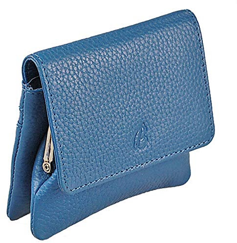 Damenbörse Echt Leder Damen Geldbörse Knipsbörse Bügelbörse Geldbeutel GoBago (Blau)