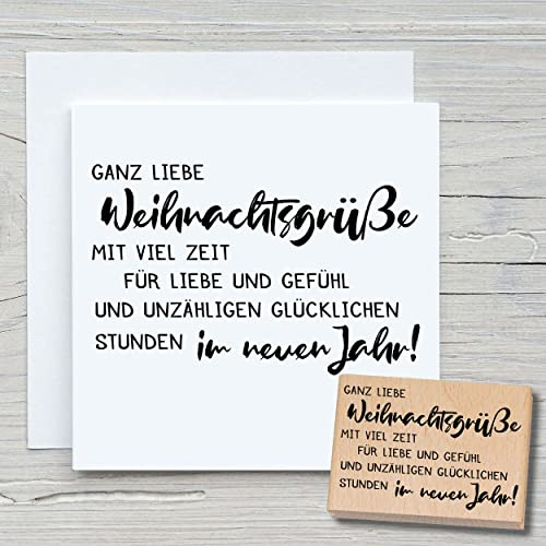 NEWSTAMPS Stempel Ganz liebe Weihnachtsgrüße Motivstempel aus Holz & Gummi zum Karten und Geschenke basteln, Holzstempel für Weihnachten, Weihnachtskarte, Scrapbook, Textilstempel, Deko, Freunde