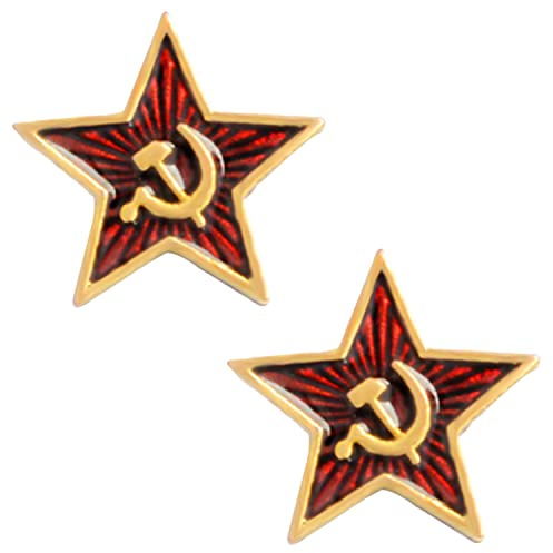 BRACO UdSSR Pin Roter Kommunismus Brosche 2 Pins | Kommunistische Anstecknadel mit rotem Stern, Hammer-und-Sichel-Symbol. Reverspin für Kleidung, Rucksack oder Geschenk