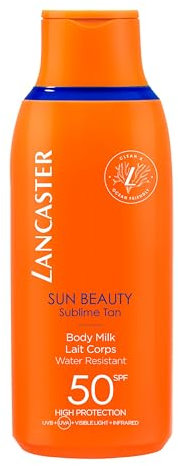 Lancaster Sun Beauty Body Milk - Latte Solare Corpo SPF50, Texture Lattiginosa e Leggera, Contrasta il 100% dello Spettro Solare, Resistente all'Acqua, 175 ml