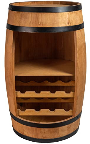 Creative Cooper Weinregal Weinkeller Mini Bar Schnapsschrank Weinfass Weinbar Weinbar 80 cm hoch Retro Bar Deko Fassmöbel (Eiche)