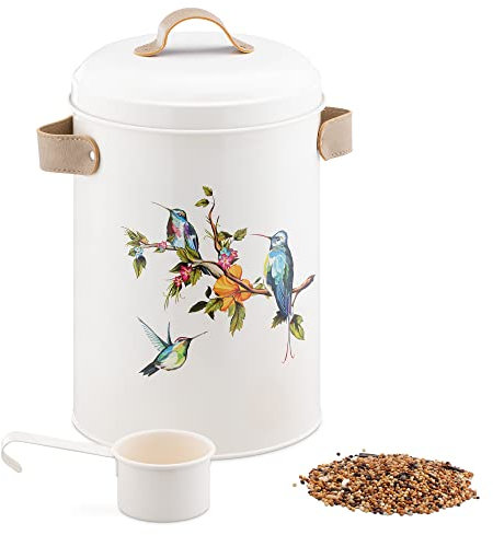 Navaris Tierfutter Aufbewahrung Vogel Design - 4,9L Volumen - Behälter für Vogelfutter - Hunde Trockenfutter Dose - Futterbox Hundefutter Katzenfutter - Tierfutterbehälter
