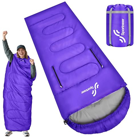 Sportneer Schlafsack Outdoor - Deckenschlafsack 3-4 Jahreszeiten Erwachsene Warm Schlafsack für Camping, Reisen und Outdoor-Aktivitäten