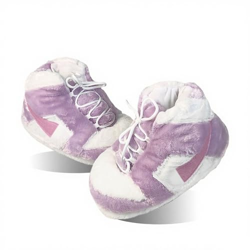 LAPRBY Sneaker Slippers Non Slip Sole Indoor House Plush Slippers Unisex Indoor Floor Cotton Shoes (Purple,5.5,12)