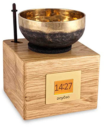 DAYASA Klangschalenuhr KAALA Eiche Natur ; Wecker mit Klangschale; Zen-Wecker (Baccha)