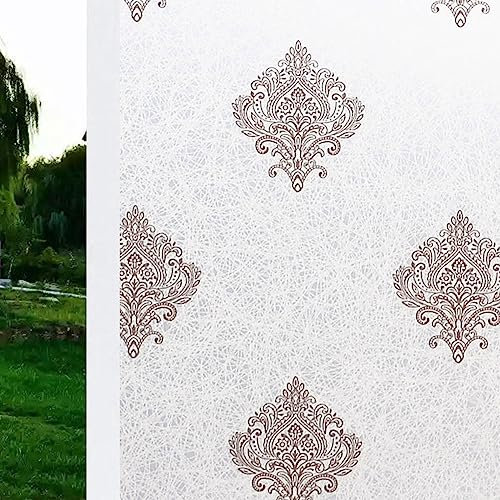 Fensterfolie Barock Braun Weiß Sichtschutzfolie Fenster Klebstofffrei Fensterfolie Blickdicht Milchglasfolie Selbstklebend Fenster Fensterfolie Selbsthaftend Folie Fenster Sichtschutz 70x100cm