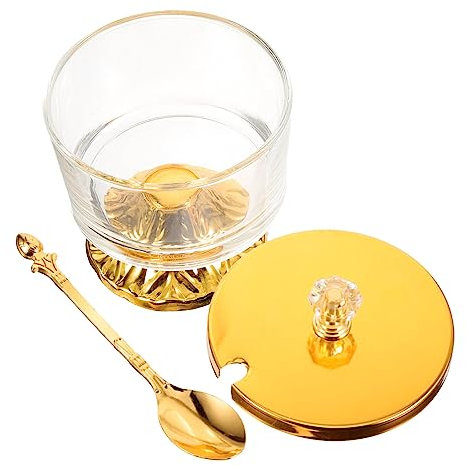 Kichvoe Azucarero De Vidrio De Hierro Forjado Para El Hogar De Estilo Europeo Tarro De Cristal Para Condimentos Contenedor De Sal y Pimienta Pimentero Aleación Té a Granel Con Cubierta