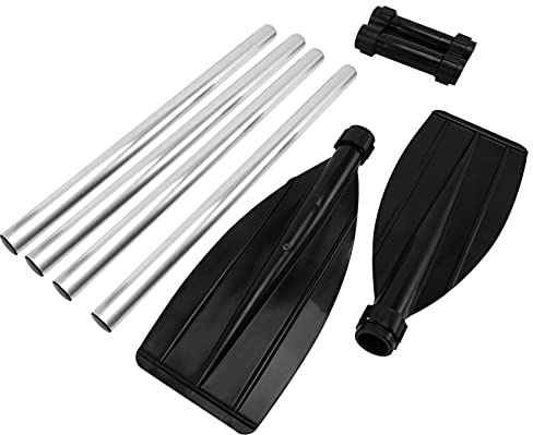 Ksrnsne Canoe Paddles, 2 Pcs Adjustable Aluminium Paddle Detachable Boat Oars Inflatable Boat Kayaking Paddles (Black, 126-136cm)