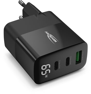 ANSMANN 3-Port USB Ladegerät mit bis zu 65 W/Power Delivery und Quick Charge 3.0 Ladegerät mit intelligenter Ladesteuerung/Ideal für Smartphone, Tablet, Tischventilator, LED-Geräte, etc.