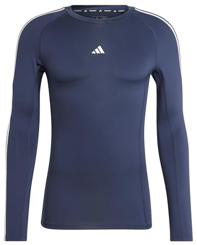 adidas Men's Techfit Compression Training 3-Stripes Longsleeve, Legend Ink, XL