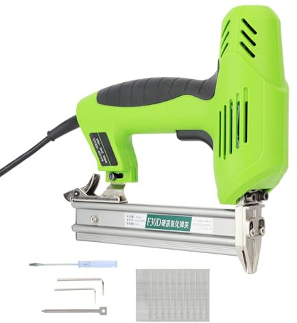 Luojuny Professional Wood Staple Gun, Upholstery Gun Heavy Duty, 1800W Electric for Work, 30/Min High Speed Air Nail Guns Wood, Upholstery, Carpet, Wire Fencing, Green