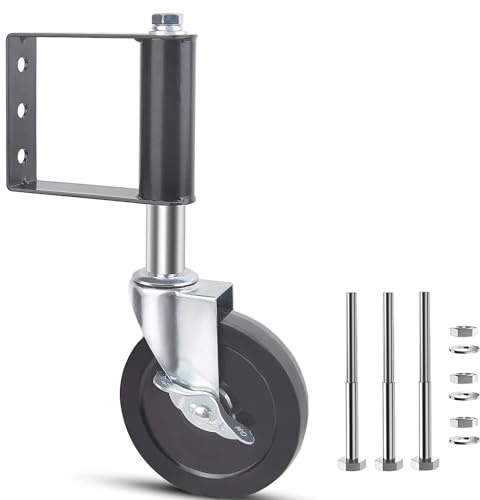 Schwerlast Torrolle Federbelastet 4 Zoll mit Bremse Universal Montageplatte | Gummi Schiebetür Laufräder,Verstellbare Zaun Torrolle für Holztor, Metalltor, Torunterstützung Rad,100 kg Tragfähigkeit