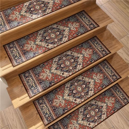 ENEN Tappetini per Scale Interne Copri Scalini Antiscivolo, Tappeto per Scale Gradini Antiscivolo di Sicurezza Tappeti per Scale Autoadesivi Riutilizzabile (15pc,Boemia 4)