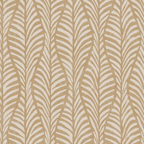 Tempaper Sand Block Print Leaves Removable Peel and Stick Wallpaper, 20.5 in X 16.5 ft, Made in The USA