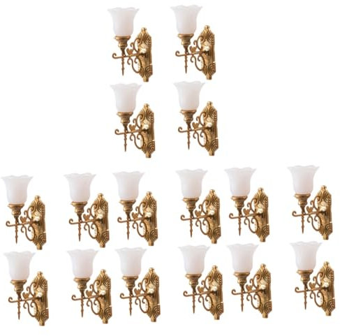 TOYANDONA 16stücke Miniatur Wandleuchten Für Puppenhäuser Goldfarbene Dekoration Für Sandtisch Und Modelle Stilvolle Led-wandlampen Mit Warmem Licht Für Mikrolandschaften Und