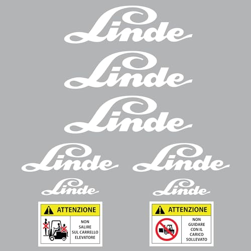 PUMU KIT ADESIVI LINDE PER CARRELLO ELEVATORE MULETTO STICKERS H35D E25 E20 E60 E80 H40 (BIANCO)