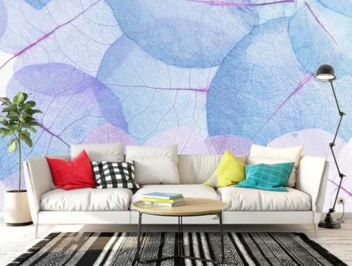 Fototapete Blumen 3D Tapeten 3D Effekt Wohnzimmer Schlafzimmer Vliestapete Modernes Einfaches Blaues Transparentes Ästhetisches Laub Natur Grau Graffiti Steinoptik Kinder Tapeten
