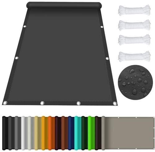 Sonnensegel 0.8 x 8 m 95% UV Schutz Segeltuch Pergola Wasserabweisend Imprägniert für Balkon, Pool, Garten Sonnensegel, Dunkelgrau