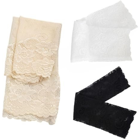 SUJEBKC SUJ 3 Paires Manchette Bras Femme,Manchette Anti UV,Dentelle,Manchon Bras Femme,Manchons de Protection Solaire,Femmes Longs Ultra Minces Dentelle Manchettes,Refroidissement Protection Solaire