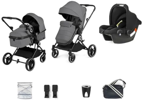 Ickle Bubba Atom 3 in 1 Travel System pram with Astral Car Seat (Graphite)
