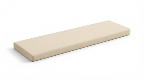 GO TO FOAM OUTDOOR 2 3 4 SEATER BENCH PAD WATER RESISTANT FABRIC GARDEN SEAT CUSHION (Cream, 120cm x 60cm x 6 cm thick)