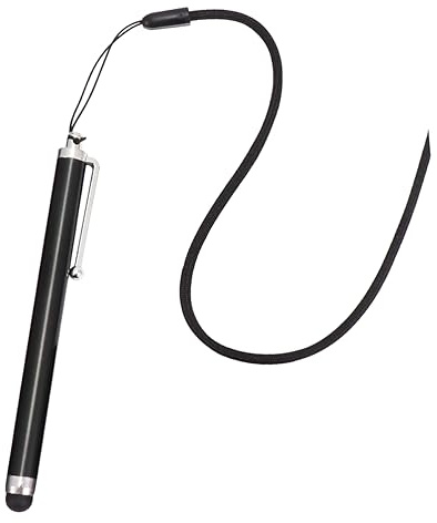 Uonlytech Stylet Capacitif pour Écran Tactile 9 Mm Épais, Lot De 5 Pièces, Métal Et Silicone, avec Cordon Anti-Perte, Noir, Compatible Smartphones Et Tablettes, Usage Mobile Bureau