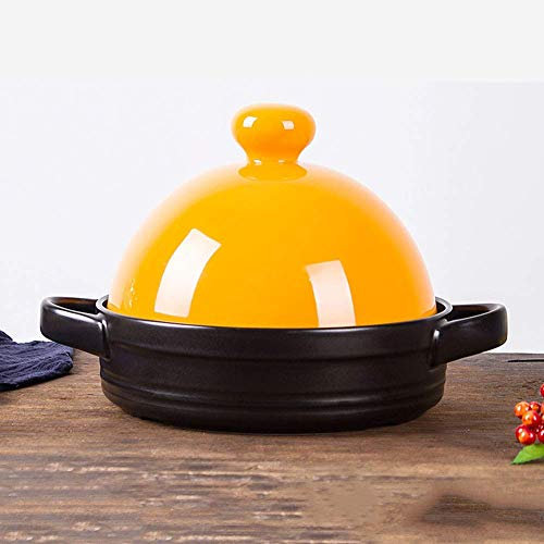 Olla de Cerámica con Tapa Original Hecha a Mano de Barro para Cocinar Cazuela de Cerámica Antiadherente para el Hogar Resistente al Calor y al Frío Apto para Varias Cocinas de Inducción, Naranja