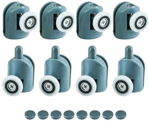 ciciment 8pcs Shower Door Rollers,Single Wheels, 4 Top & 4 Bottom Shower Door Runners for Sliding Shower Doors, Replacement Parts for Shower Enclosures & Cabins Bathroom DIY (20mm)