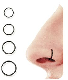 BodyBonita 4 Stück 18G 316L Edelstahl Nasenpiercing Ring Helix Piercings Septum Klicker Nasenring Reifen Knorpel Conch Rook Tragus Ohrringe Piercing Schmuck Hypoallergen für Frauen Männer Schwarz