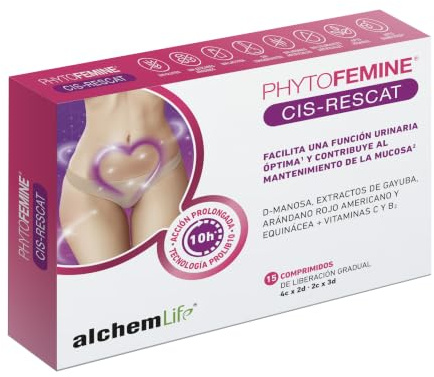 AlchemLife - Phytofemine Cis-rescat | Bienestar Urinario | 15 Comprimidos de Liberación Prolongada | con D-Manosa, Arándano Rojo, Gayuba, Equinácea y Vitamina C y B2 | Liberación Gradual