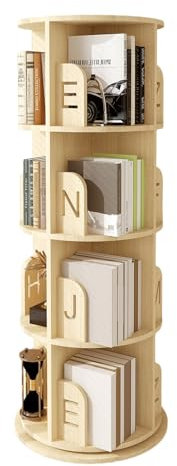 Modernes drehbares Bücherregal mit 4 Etagen, für Wohnzimmer/Zuhause/Büro, bodenstehend, CD-Regal und Bücherregal