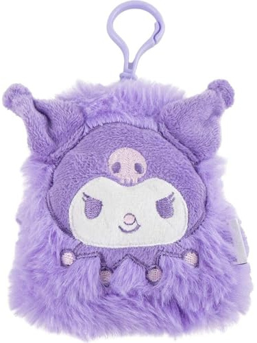 Hello Kitty Kuromi plysch myntväska - barnplånbok med Kuromi-design i mjuk plysch, dragkedja och praktisk format, för förvaring av mynt och små personliga föremål, Hello Kitty, Licensierad
