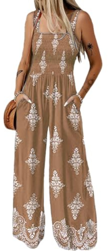 ticticlily Salopette Donna Tuta Intera senza Maniche con Spalline Jumpsuit Casuale Elegante Monopezzi Tutine Tute Pantaloni Gamba Larghi Romper A Cammello L
