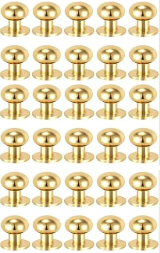 Nlinlin 30-Stk. Gold 0,37 Zoll Mini Gold Schubladenknöpfe, runde Mini Schrankgriffe mit 30 Stück Schrauben für Kleiderschrank Badezimmer Kommode Küchentisch Schmuckbox, Schrank- und Möbelknöpfe