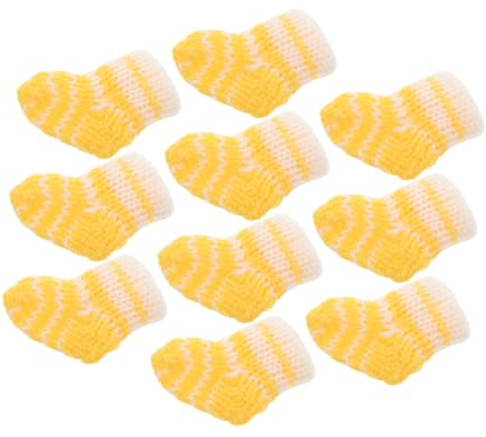 GARIOUANS 10 Stück Miniatur Puppensocken Stricksocken Aus Baumwolle Weiß Gelb Puppenzubehör Für Puppenhaus Und Mikrolandschaft Warme Babysocken Für Puppenspiel