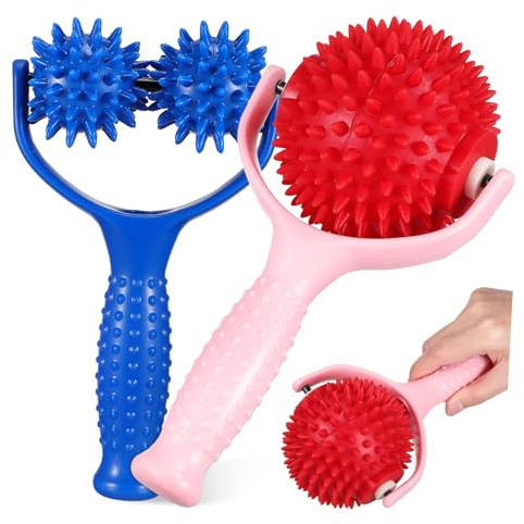 MOLUCKFU 2stücke Handheld Massager Roller Für Muskel Rückenmassage Ergonomisch Einstellbare Intensität Leichtes Manuelles Massagegerät Für Nacken Schultern Und Körper Tragbar Und Einfach Zu