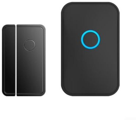 Zoegneer Türöffnungserinnerung, magnetisch, Induktionsalarm, kabelloses Türklingelsystem mit Magnetsensor und 45 Melodien für Zuhause und Geschäft (schwarz)