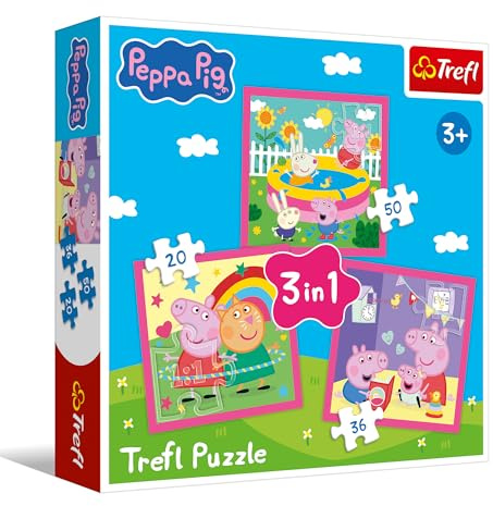 Trefl - Puzzle von 20 bis 50 Teile, 3-in-1: Peppa Pig und ihre Freunde, 3+