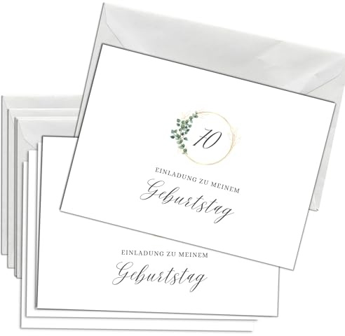 Briefzauber Geburtstagseinladung 70. Geburtstag | Set 12x Karten & 12x Umschläge | DIN‑A6‑Set mit Lückentext | Einladungskarten Jubiläum - verschiedene Varianten (70. Geburtstag - Minimal)