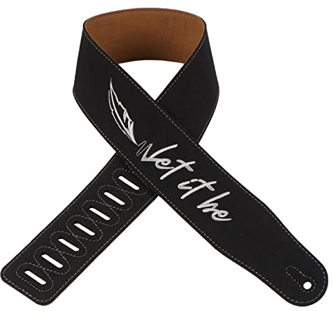 Gitarrengurt Verstellbares Weitgurt Wildleder Ledergürtel Für E Gitarren Bass Mit Stickmuster 10 Schnalle Löchergürtel Männergürtel Frauen Männer