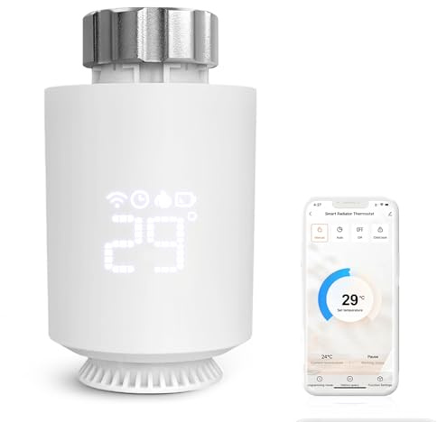 Flintronic Heizkörperthermostat, Zigbee Thermostat Heizung mit LED-Display, Programmierbar Heizungsthermostat, Smartes Heizkörperthermostat Unterstützen Alexa, Google Home Sprachsteuerung