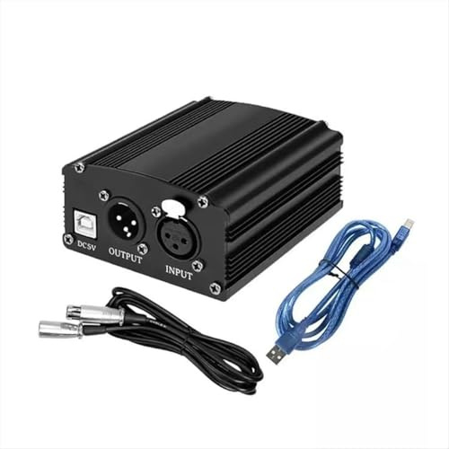 Lafeier Alimentatore Phantom a 1 canale 48 V con cavo microfono XLR a 3 pin per apparecchiature di registrazione musicale a condensatore