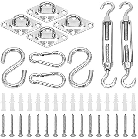 Rjrjc STAINLESS STEEL SUN SHADE SAIL HARDWARE KIT STRONG AND SAFE FOR OUTDOOR PATIO GARDEN