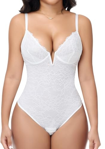 SHAPERIN Body Dentelle Sculptant Femme Ventre Plat Shapewear Body Gaine String à Armature Faja Amincissant Débardeur Bodysuit Sans Manche