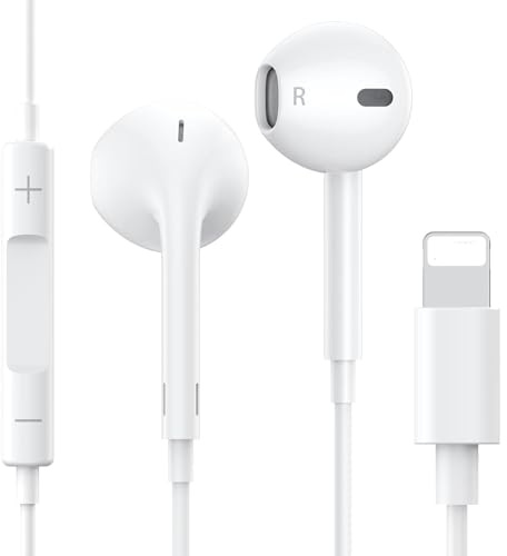 Auriculares in-ear para iPhone [certificados MFI] Auriculares con cable, auriculares con micrófono y control de volumen, conector para auriculares K, compatibles con iPhone 14 Pro Max Plus/13/12/SE/11