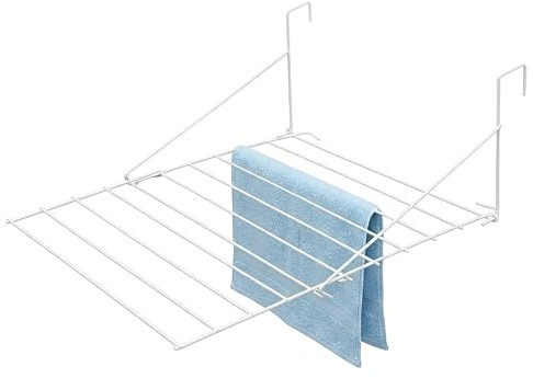 Spetebo Metall Trocknergestell zum Einhängen 5 m Trockenlänge - 73 x 58 cm | Wäscheständer platzsparend klappbar für Bad Balkon Heizung Geländer kleine Räume