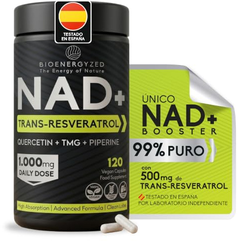 NAD+ Trans-Resveratrol Puro 99% Liposomal, 1000mg +Quercetina+ TMG+Piperina