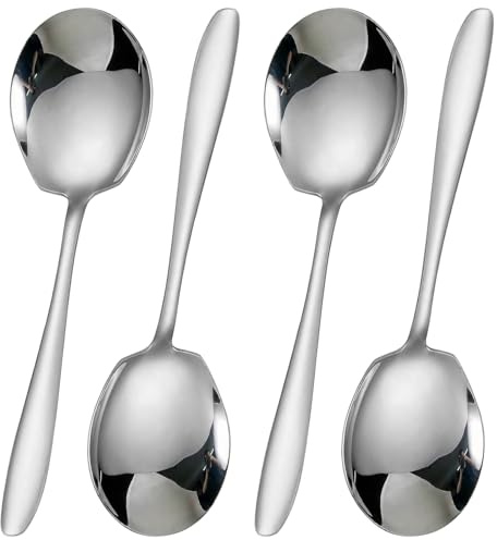 4 Stück Servierlöffel Groß Edelstahl, 22cm Servierlöffel Edelstahl Groß, Suppenlöffel, Buffet, Serving Spoon für Bankett, Buffet, Restaurant, Hotels, Partys, Famili