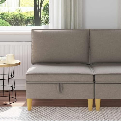 VIHHQGC Otomano de tela moderna con forma cuadrada y espacio de almacenamiento oculto. Asiento con gran compartimento para mantas y revistas, marco de madera resistente